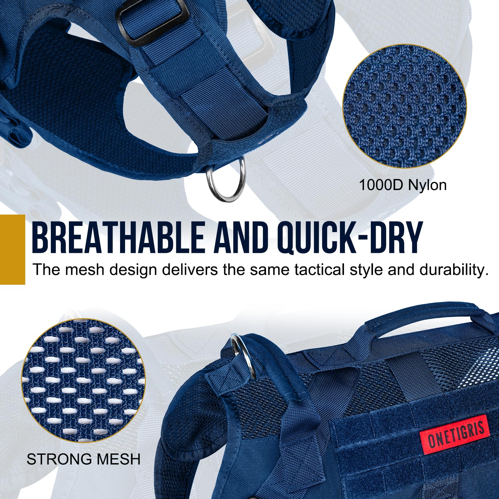 ONETIGRIS pochette MOLLE fixée montrant modularité pour accessoires