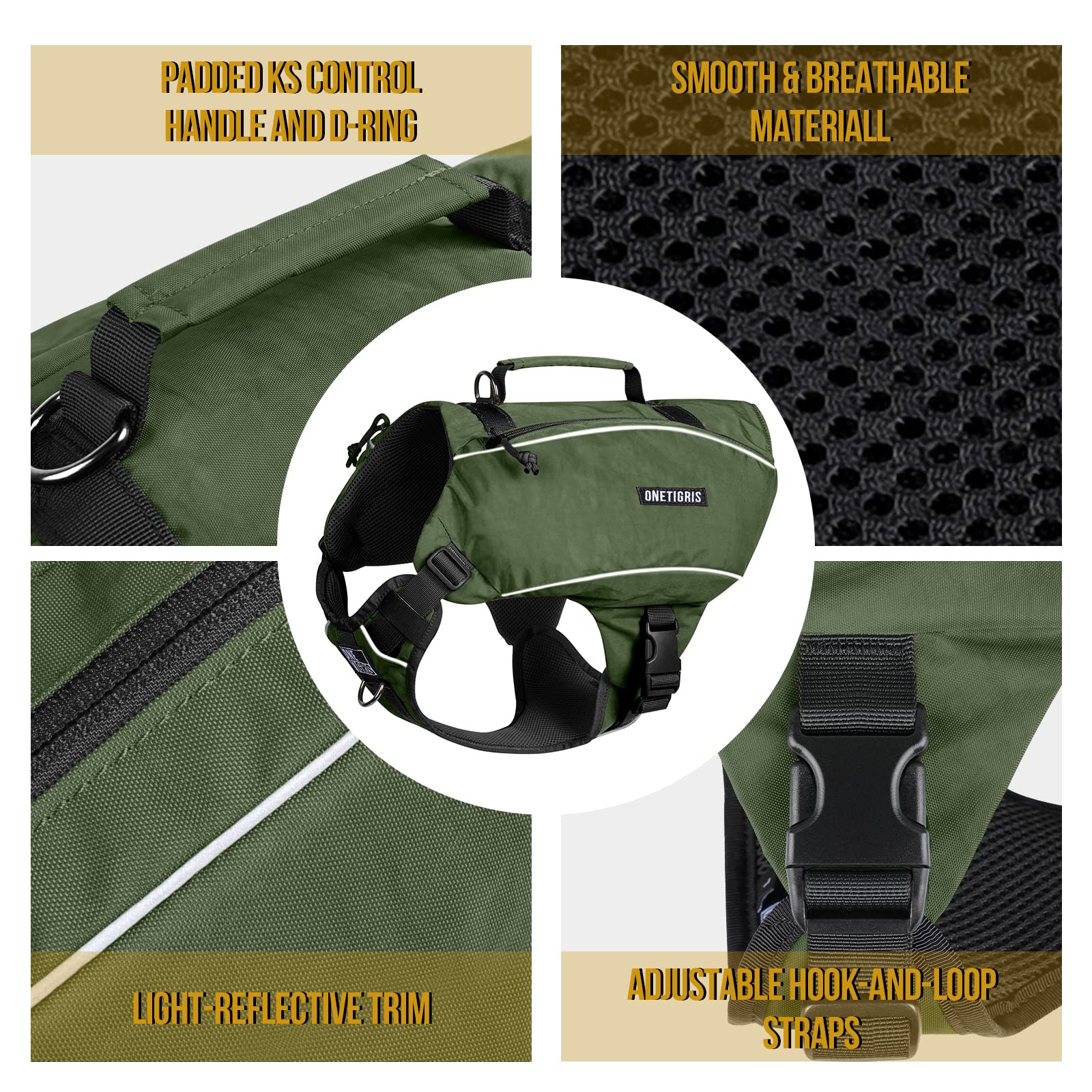 ONETIGRIS poche latérale zippée ouverte pour eau et friandises pratiques