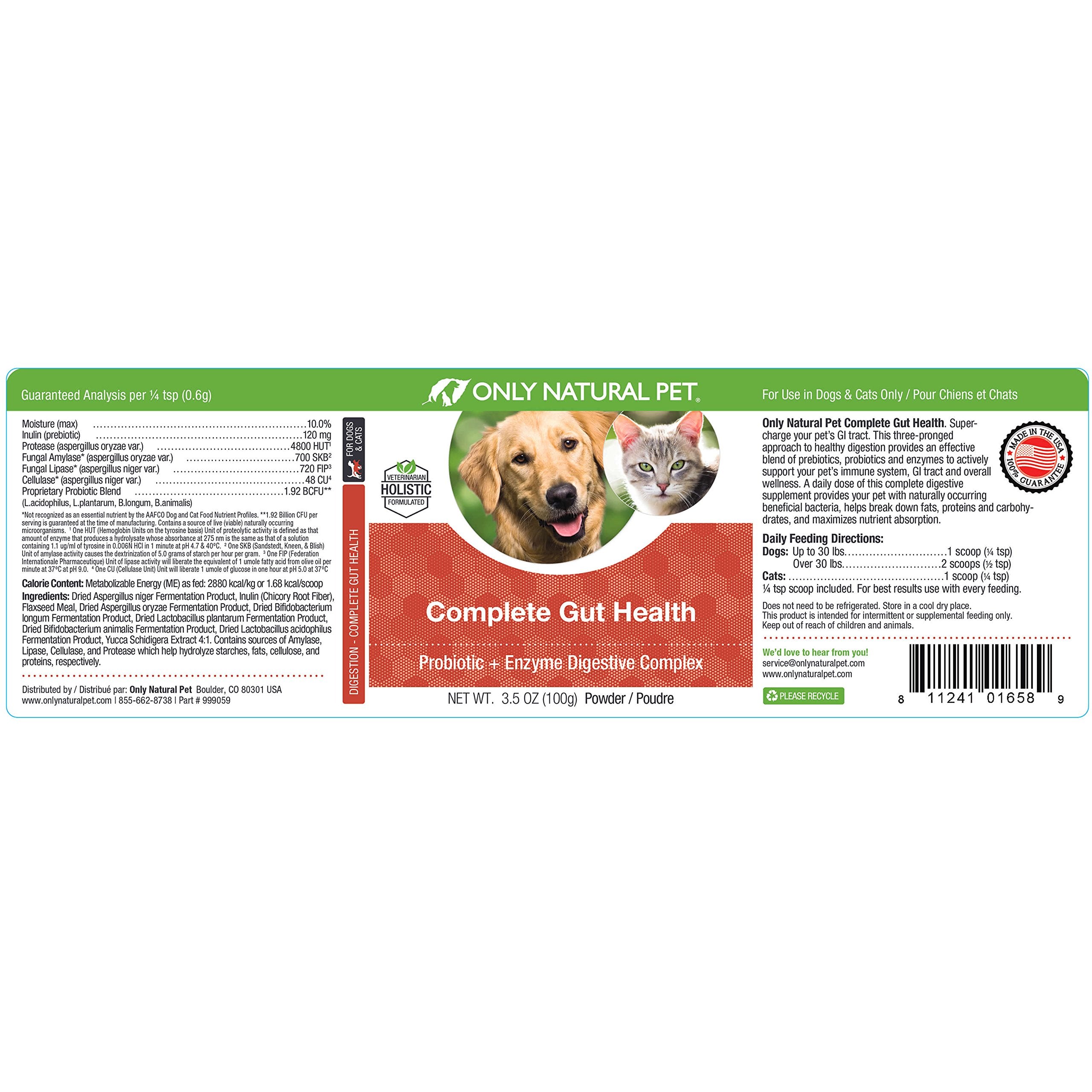 Only Natural Pet portion sur balance montrant dosage adapté selon poids