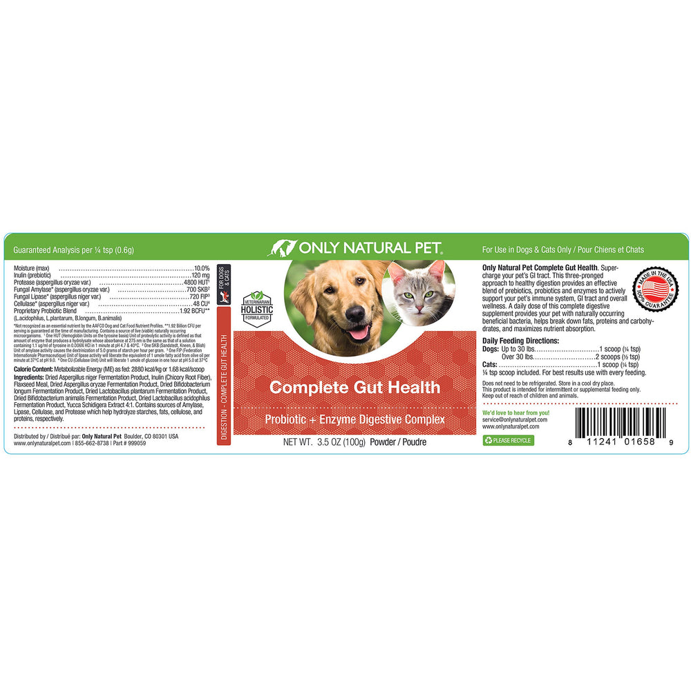 Only Natural Pet portion sur balance montrant dosage adapté selon poids