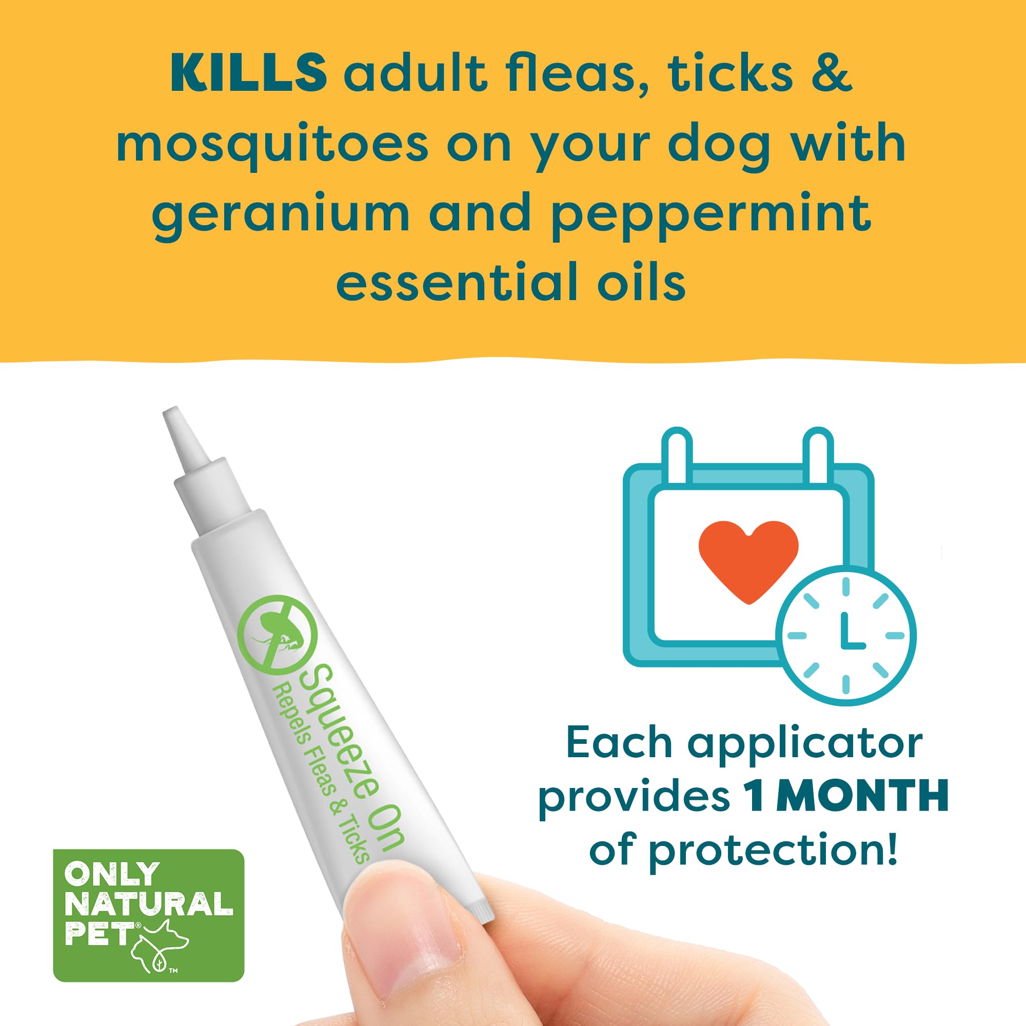 Only Natural Pet application sur dos de chien montrant facilité d'utilisation