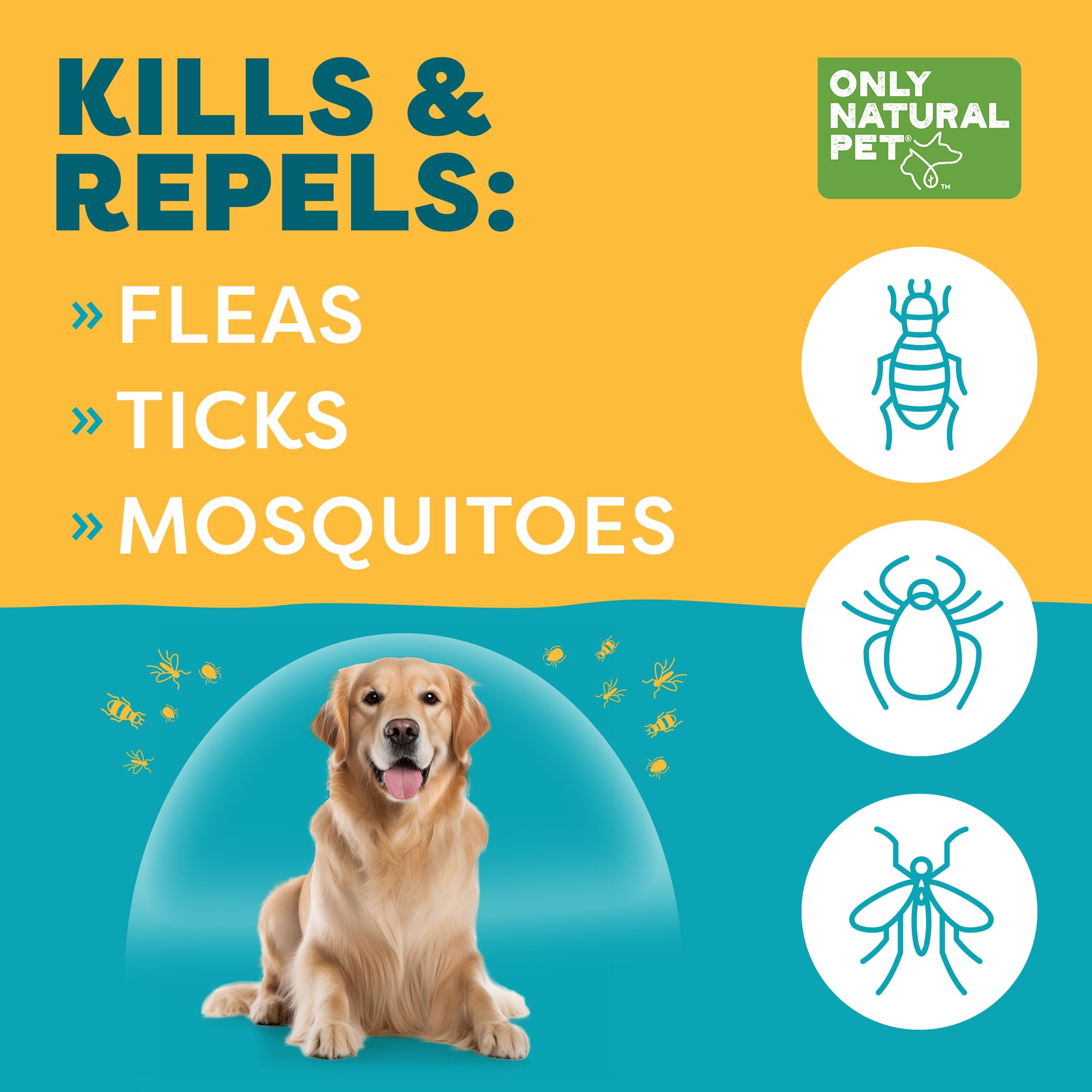 Only Natural Pet zoom pelage montrant texture après application, pelage moins attirant pour parasites