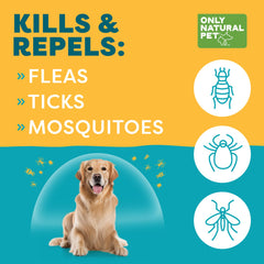 Only Natural Pet zoom pelage montrant texture après application, pelage moins attirant pour parasites