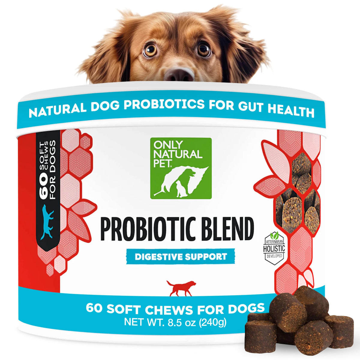 Only Natural Pet emballage avant montrant le pot et bénéfice digestif