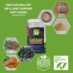 Only Natural Pet gros plan de la texture des gommes, montre la qualité et l'appétence