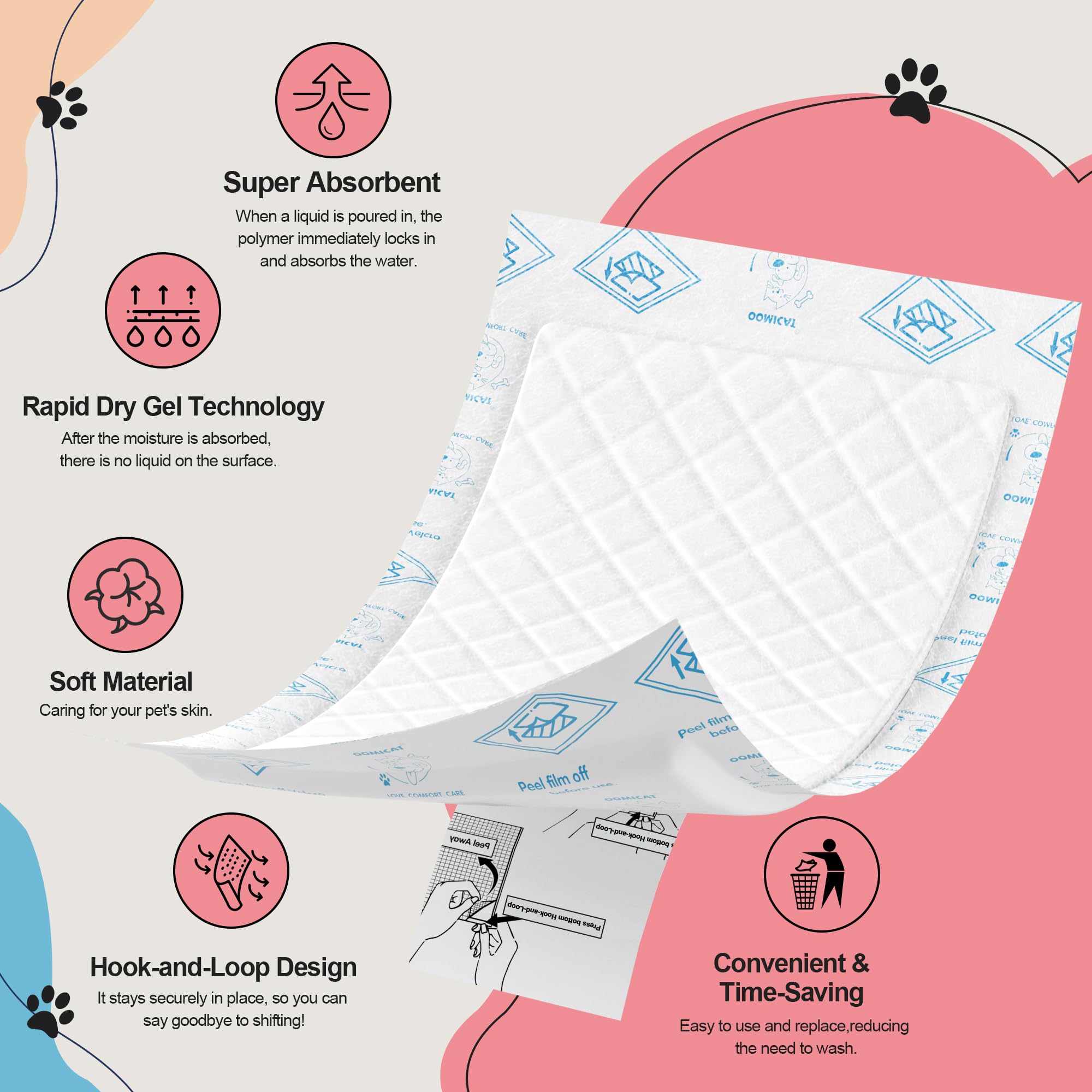 Oomicat insert en place dans couche féminine pour chaleurs proprement