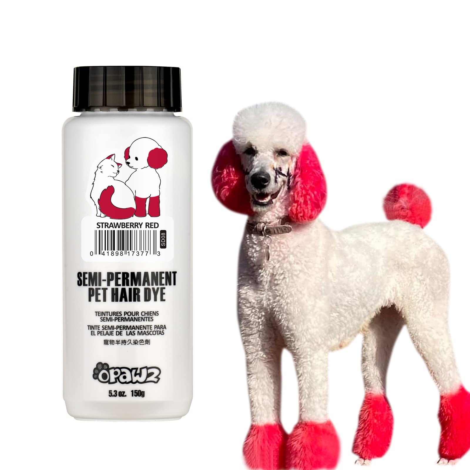 OPAWZ emballage Fraise Rouge montrant flacon prêt à l'emploi et couleur vive