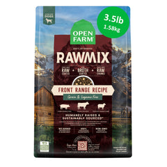 Open Farm emballage avant Front Range montrant ingrédients de qualité