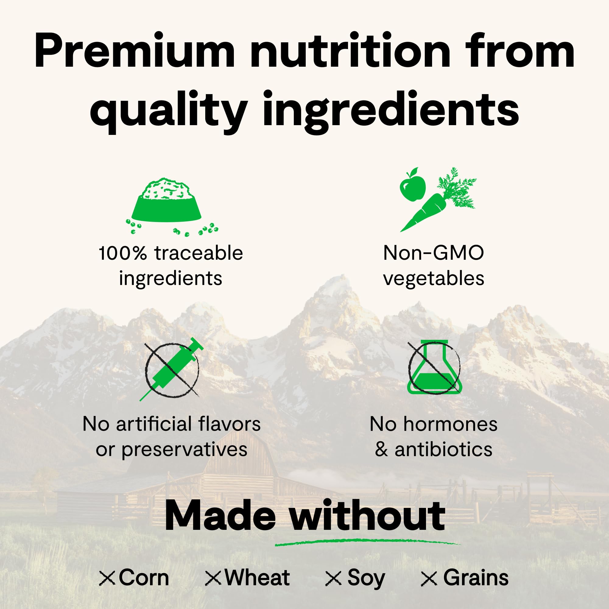 Open Farm étiquette listant ingrédients traçables et viandes élevées humainement