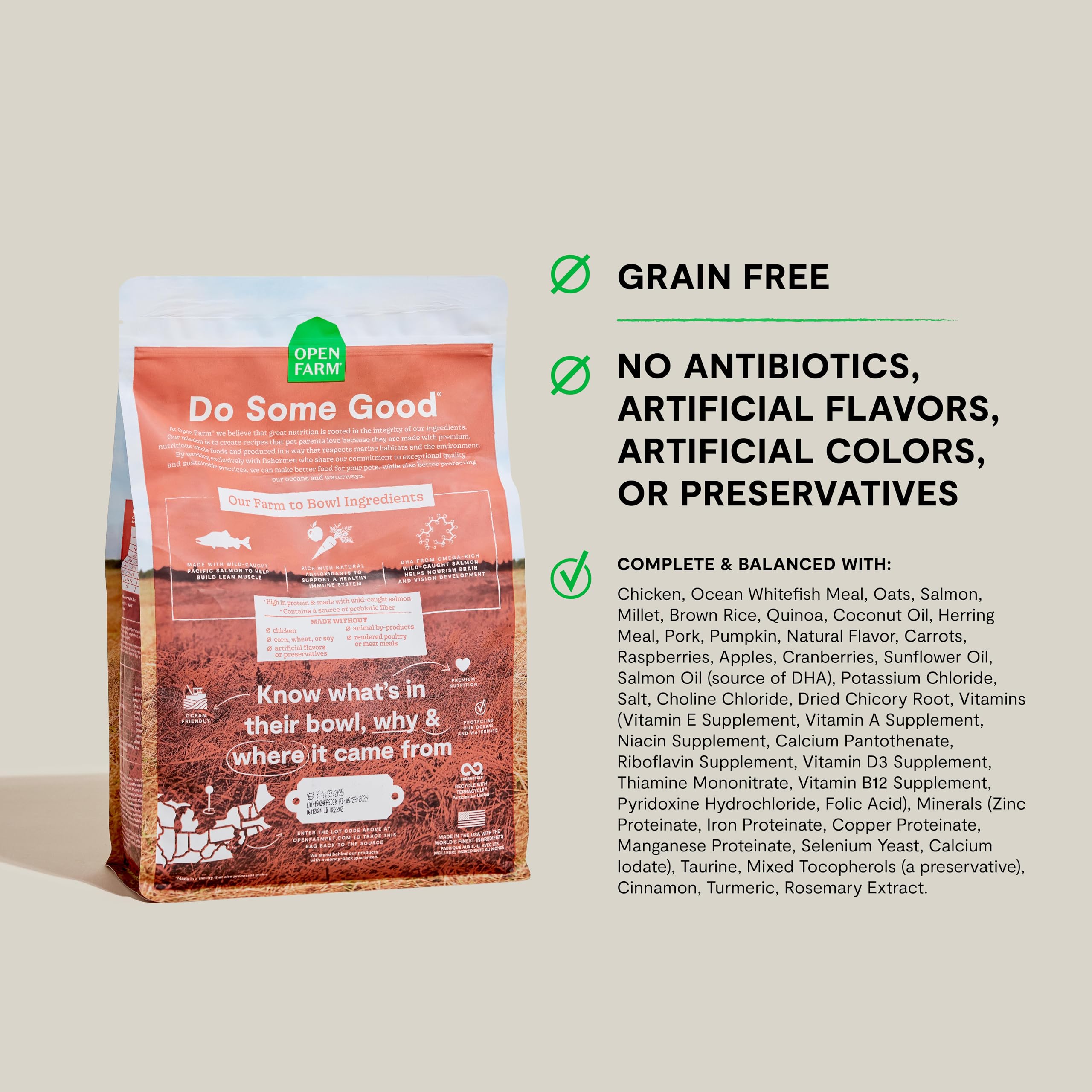 Open Farm gros plan croquette texture riche en protéines et appétence accrue