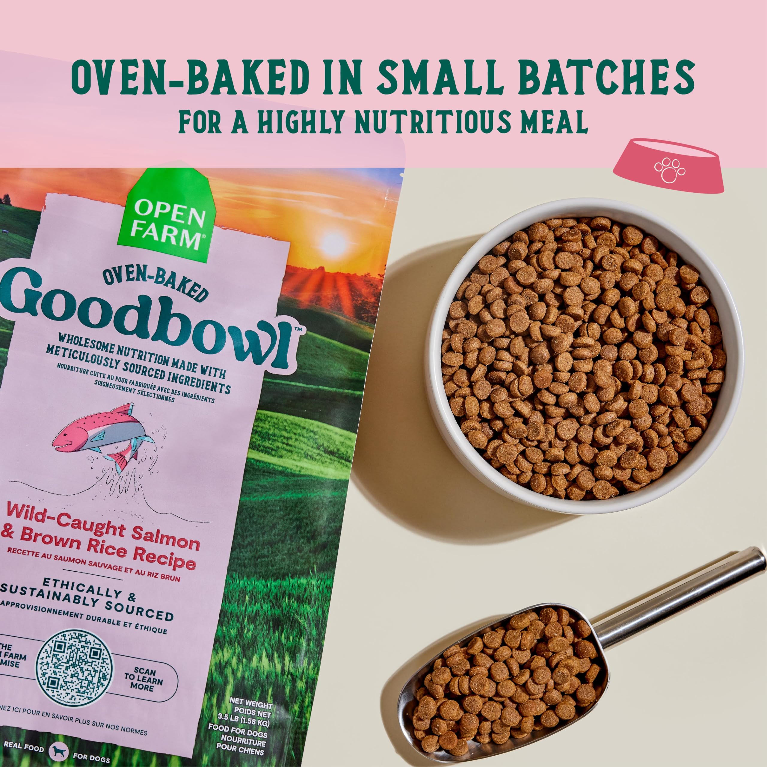 Open Farm gros plan du kibble montrant texture et digestibilité améliorée
