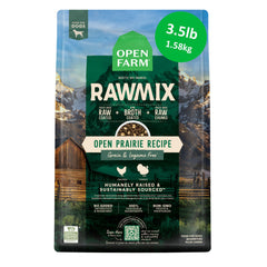 Open Farm sac Open Prairie face montrant l'emballage et bénéfice traçabilité