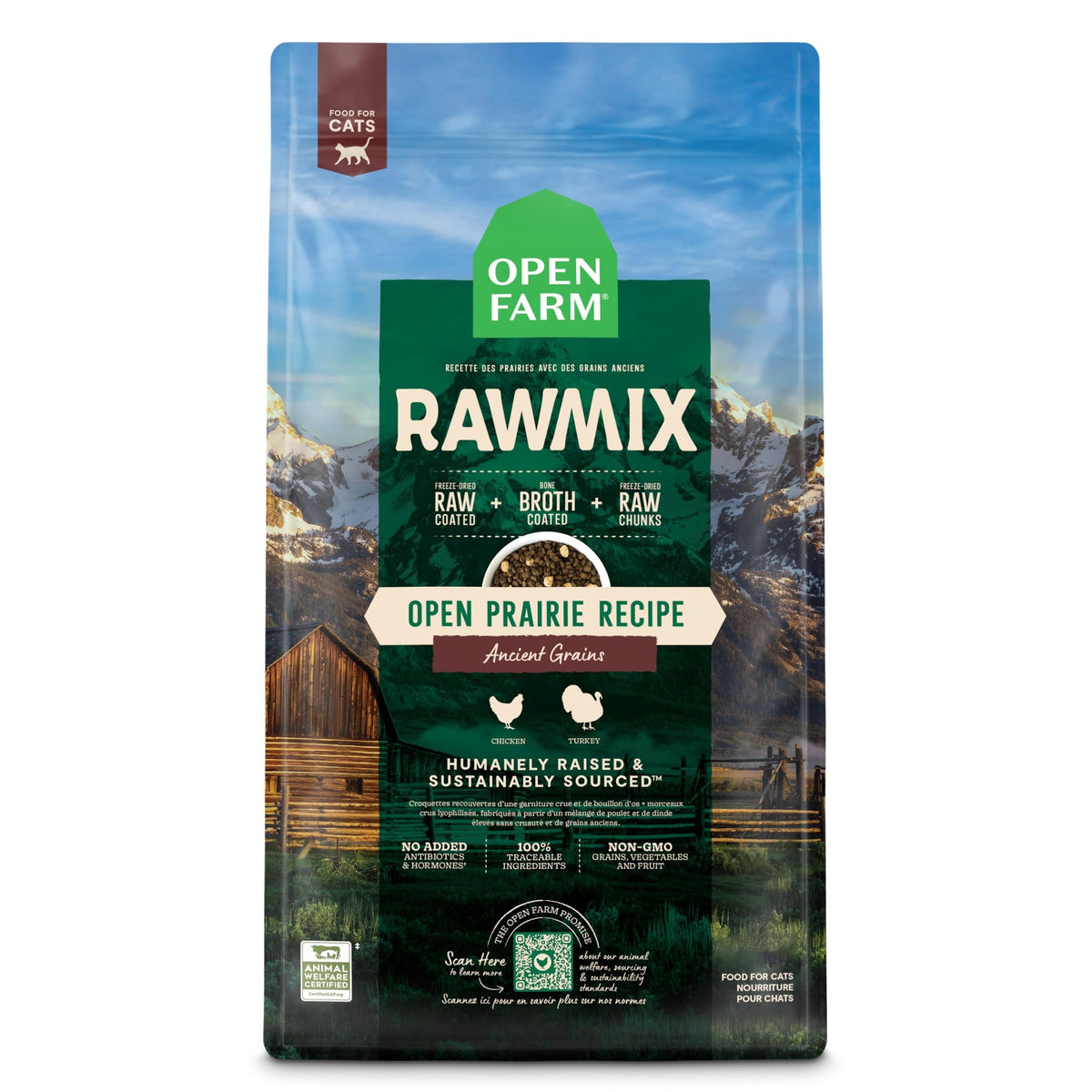 Open Farm sac Open Prairie face avant montrant l'emballage et informations clés