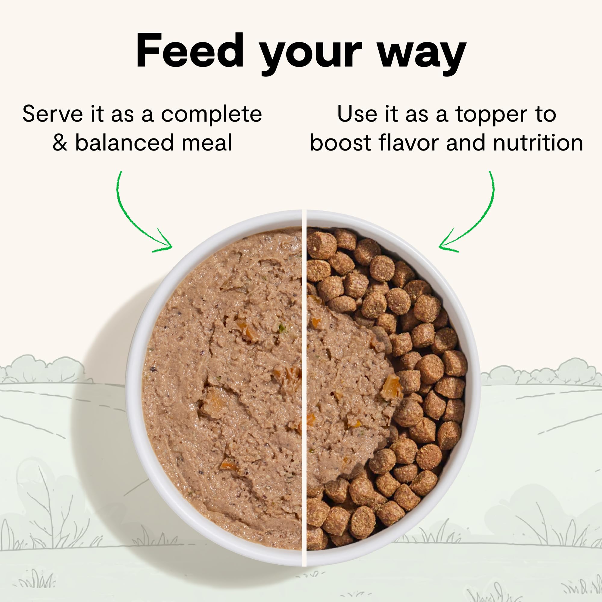 Open Farm pâté servi dans un bol pour chien stimulant l'appétit
