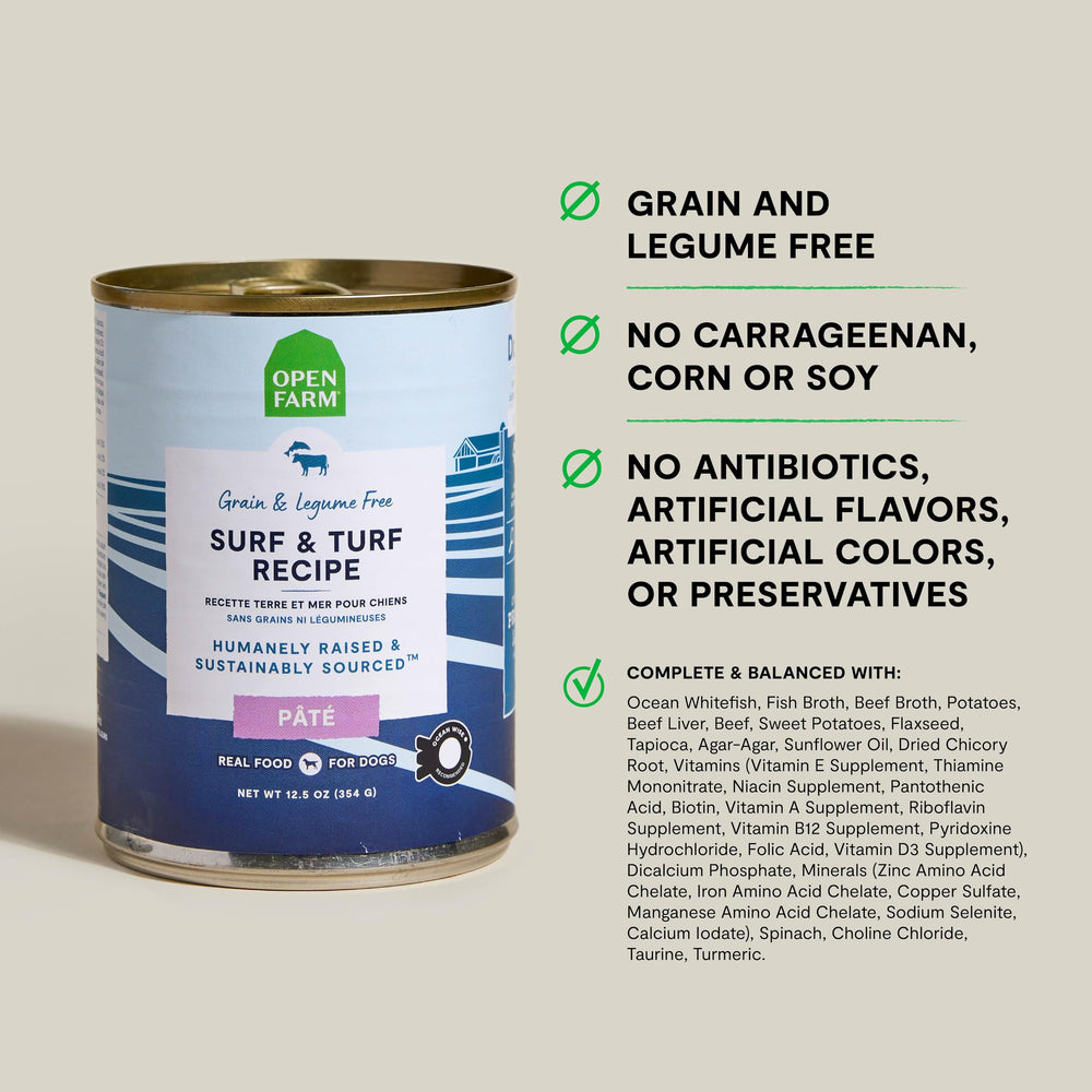 Open Farm gros plan de la texture pâté, facilite la prise pour chiens difficiles