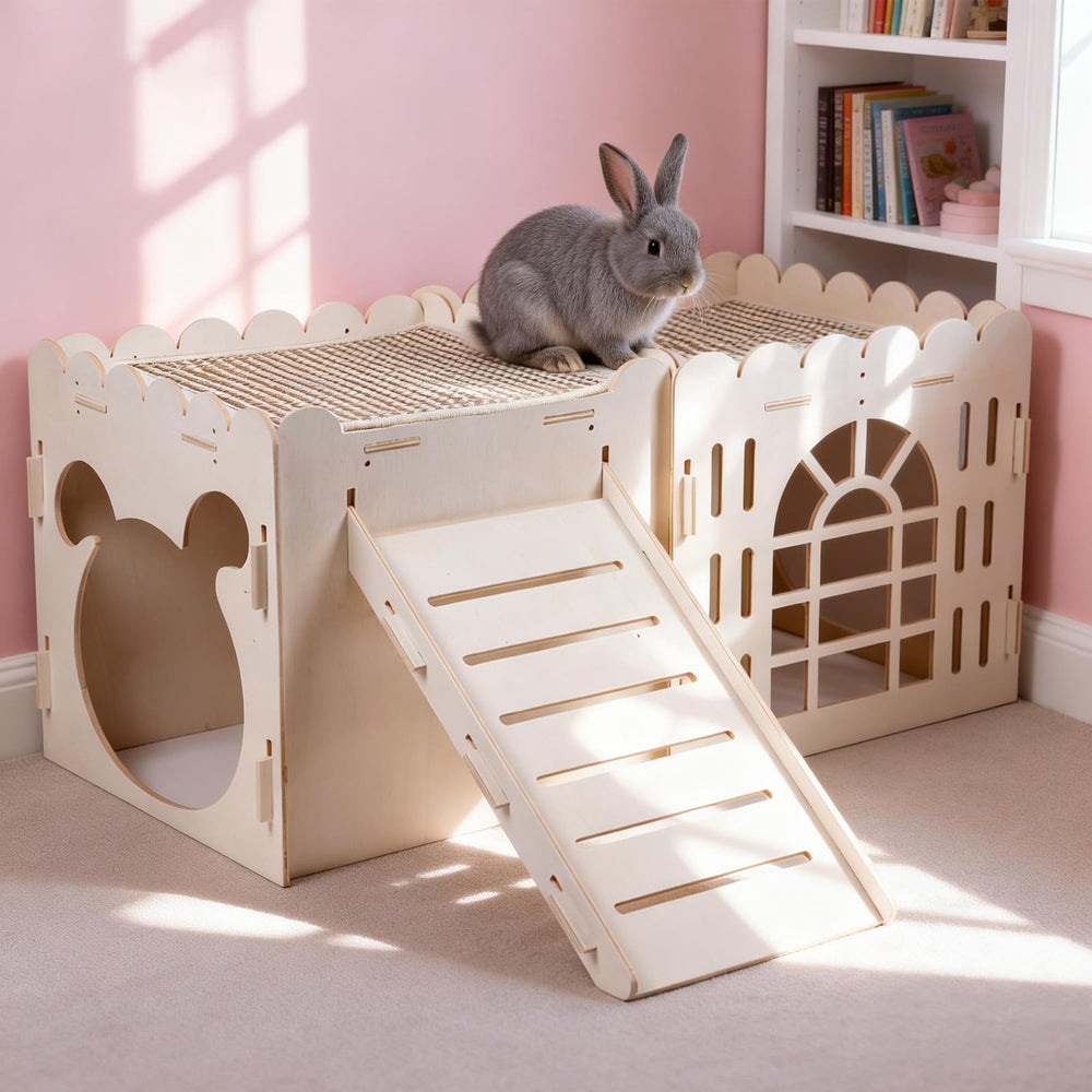 Orekemo lapin utilisant la maison pour jouer et se reposer
