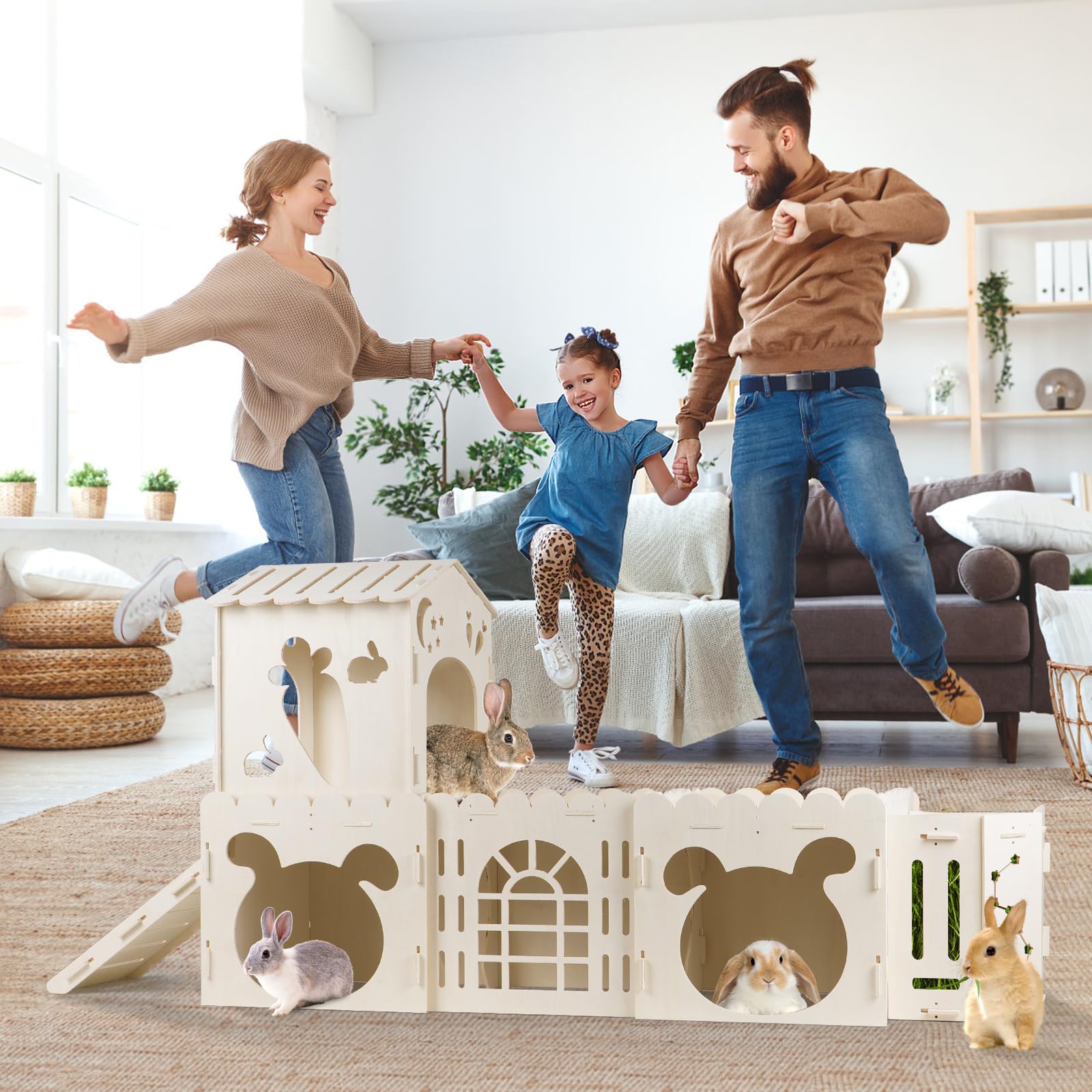 Orekemo porte en forme de lapin et fenêtre décorative, sécurité et aération