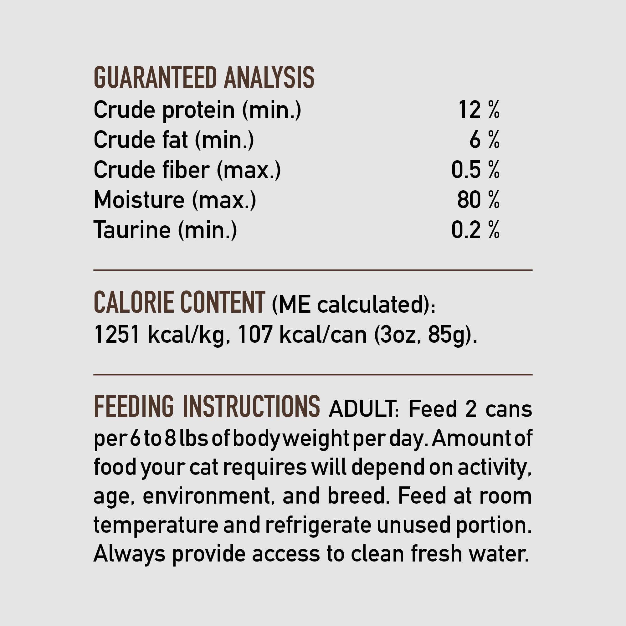 ORIJEN étiquette nutritionnelle zoom pour transparence des ingrédients