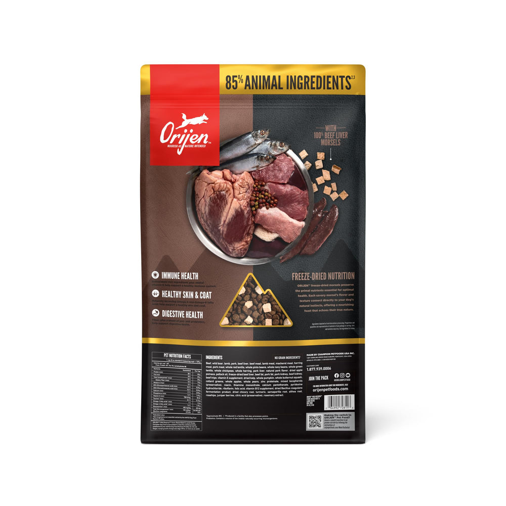 ORIJEN gros plan foie lyophilisé ajoutant saveur et nutrition