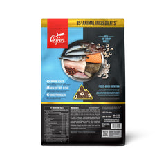 Gros plan des croquettes ORIJEN montrant texture et bénéfice digestif