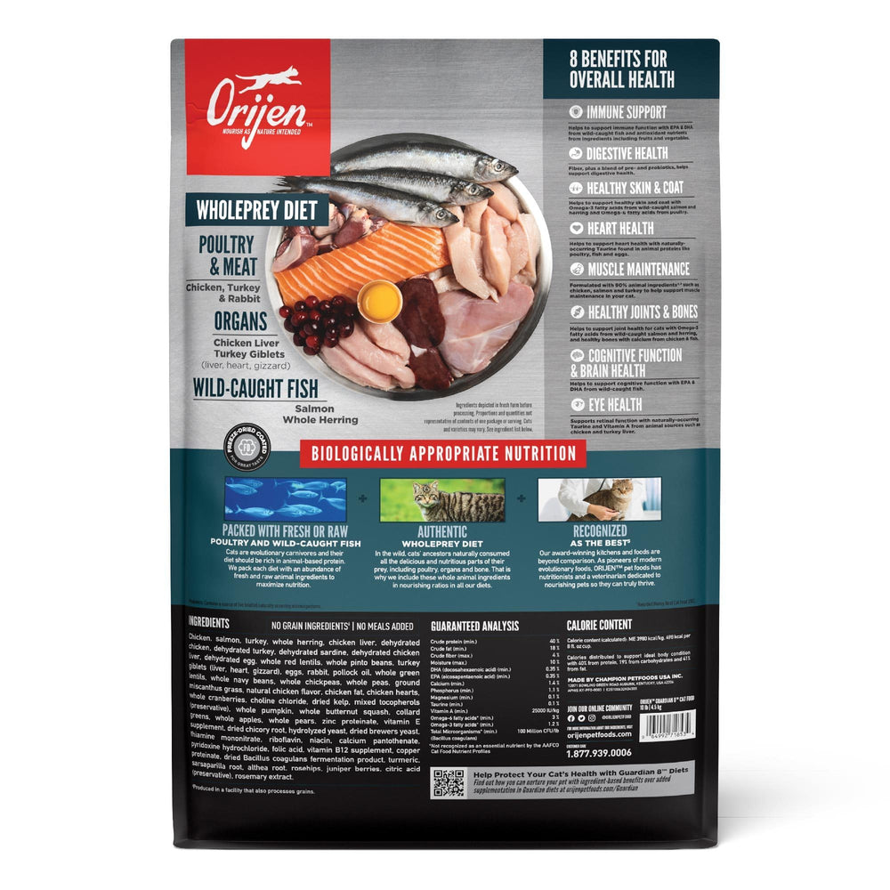 ORIJEN gros plan des croquettes montrant texture et appétence améliorée
