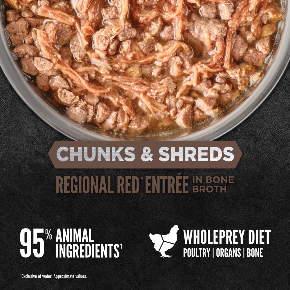 ORIJEN ingrédients WholePrey montrant foie et morceaux nutritifs
