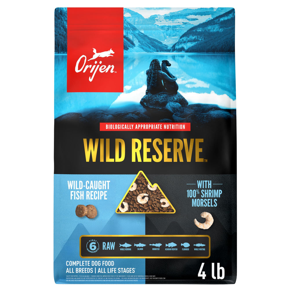 Sac ORIJEN Wild Reserve poisson sauvage montrant emballage et bénéfice appétence