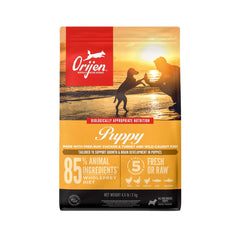 ORIJEN sachet avant montrant l'étiquette et bénéfice nutritionnel