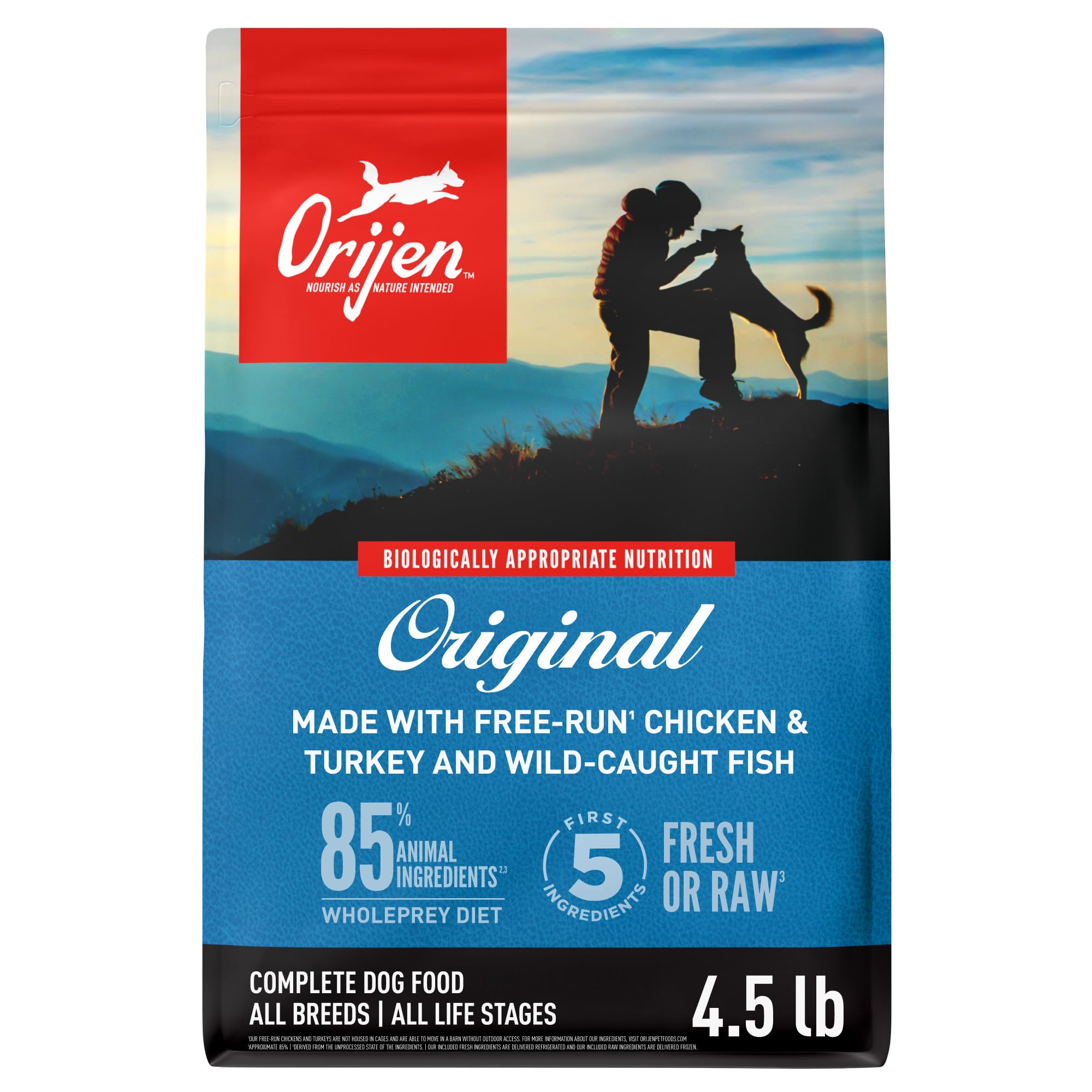 ORIJEN sac 4,5 lb face montrant design et poids, qualité visible
