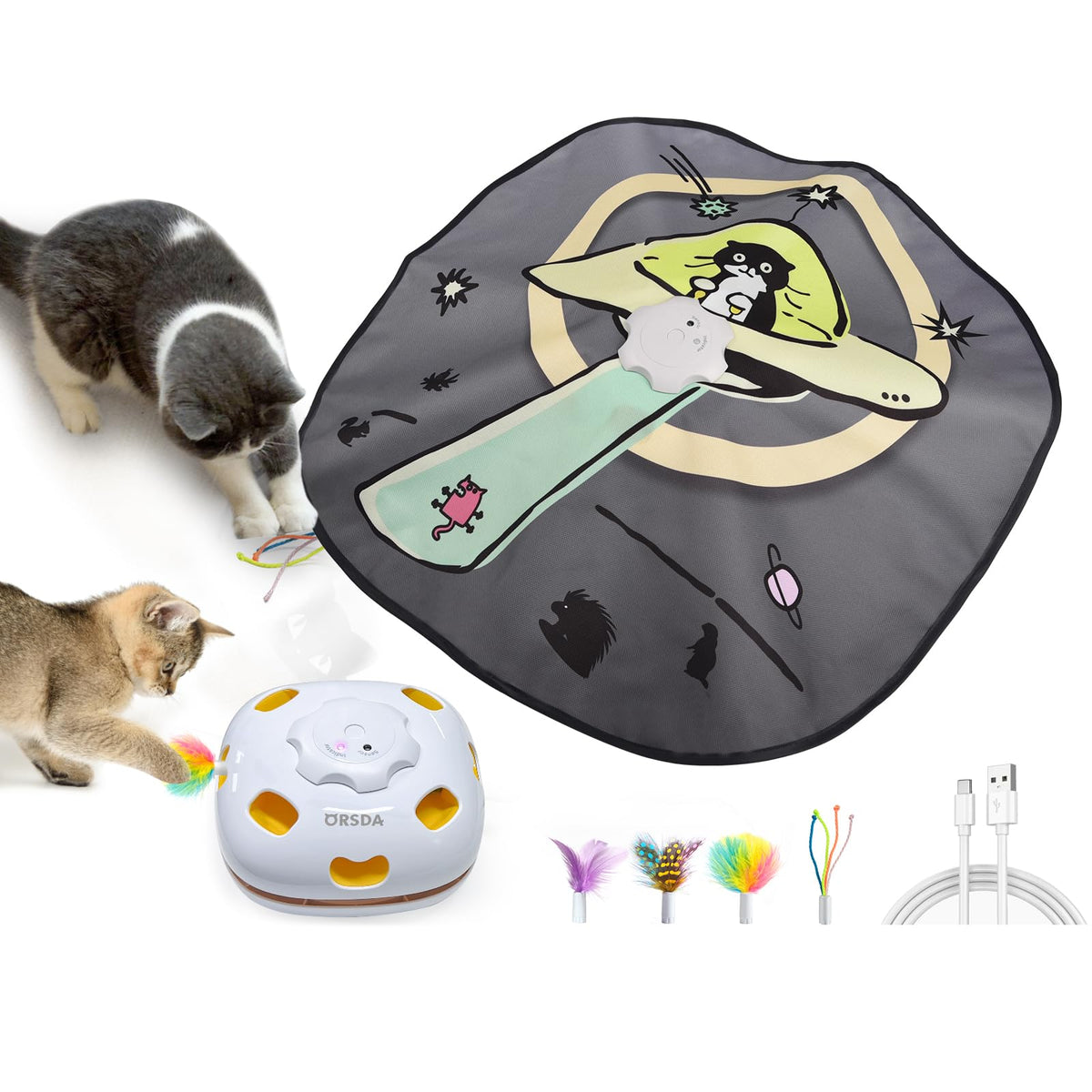 ORSDA vue avant du jouet montrant le design compact et attractif pour chat