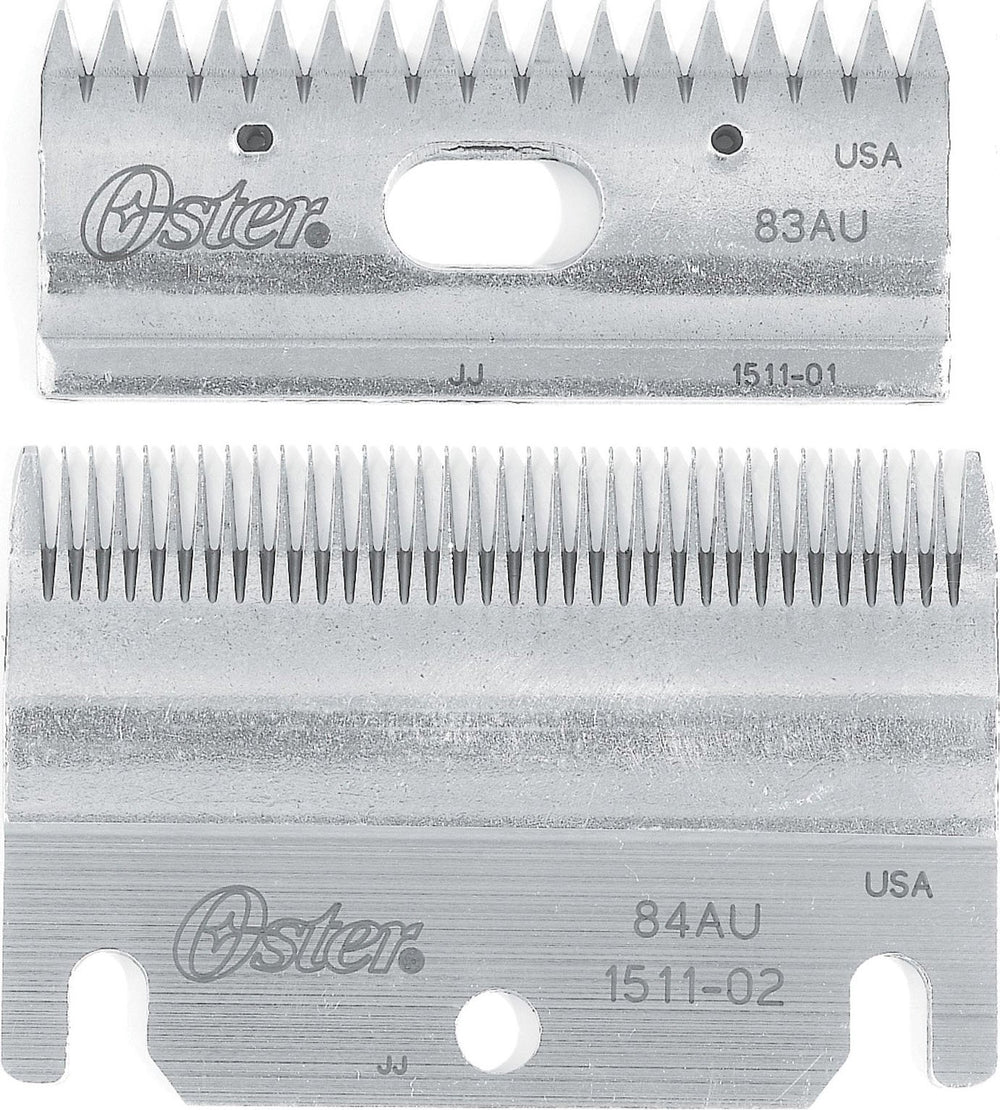 Oster lames 83AU et 84AU face avant montrant précision et longévité
