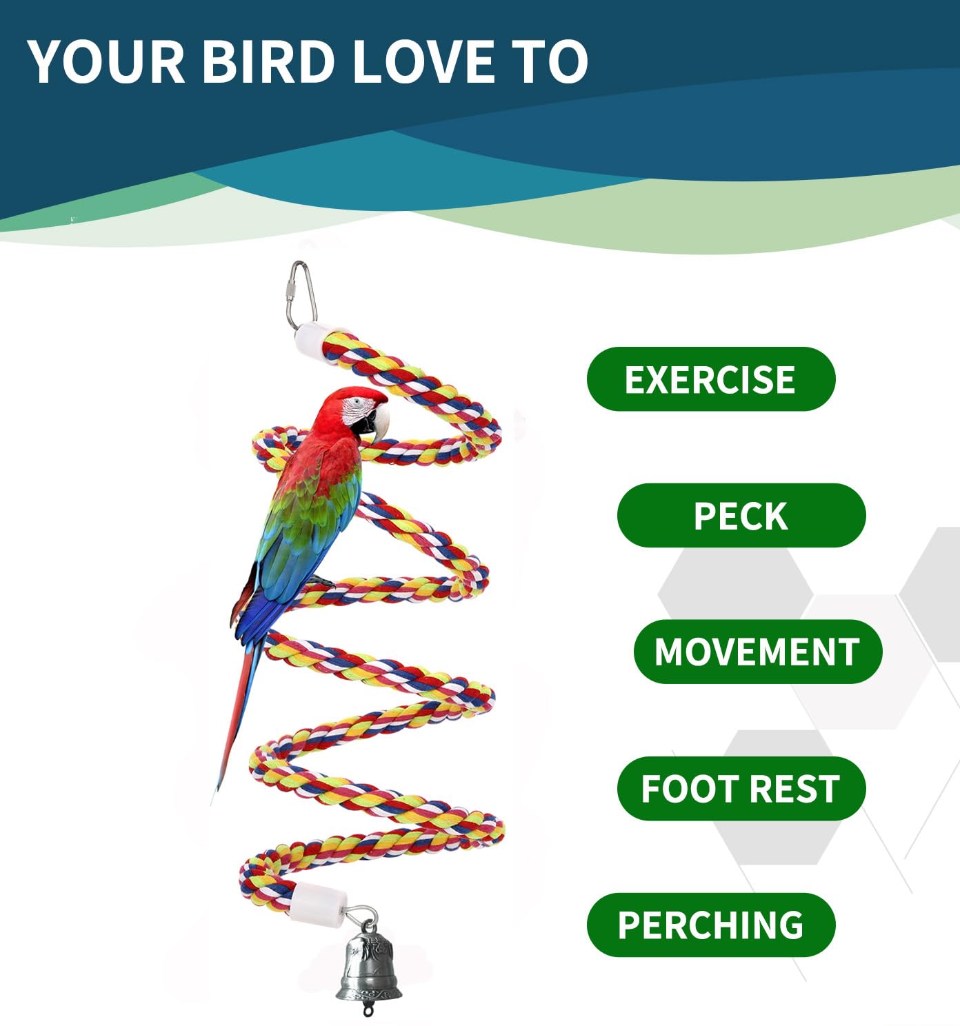 OSWINMART perroquet grimpant sur perche favorisant exercice et exploration