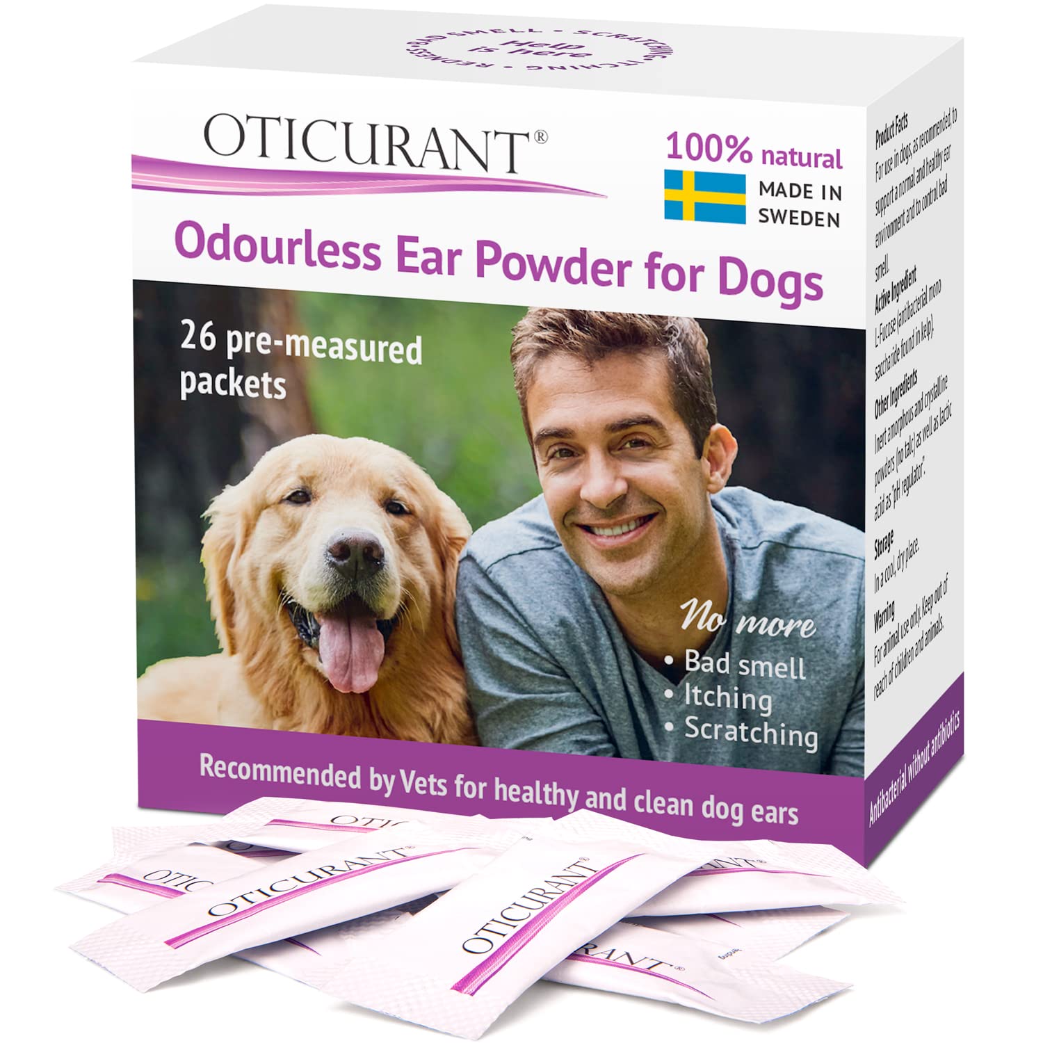 OTICURANT emballage avant montrant 26 sachets, facilite l'entretien auriculaire