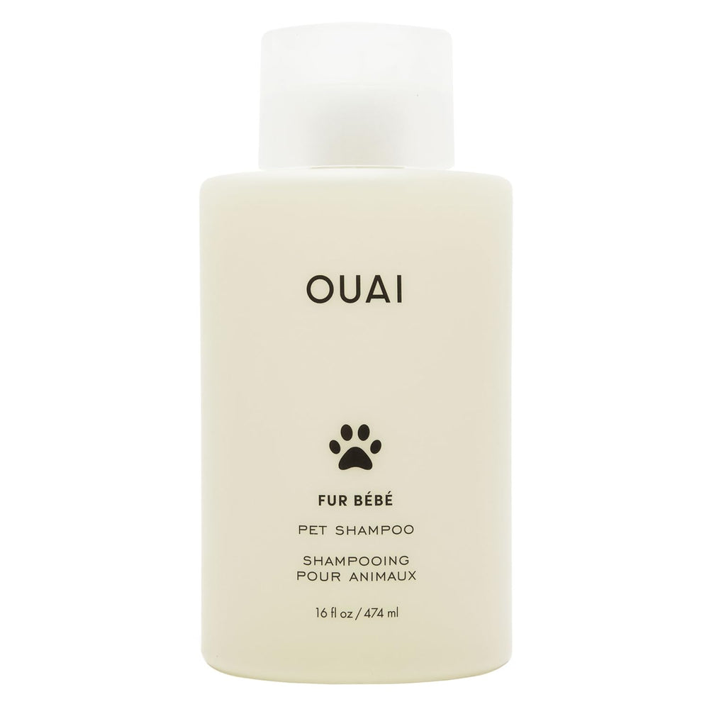 OUAI flacon avant élégant montrant format 16 Fl oz et bénéfice praticité