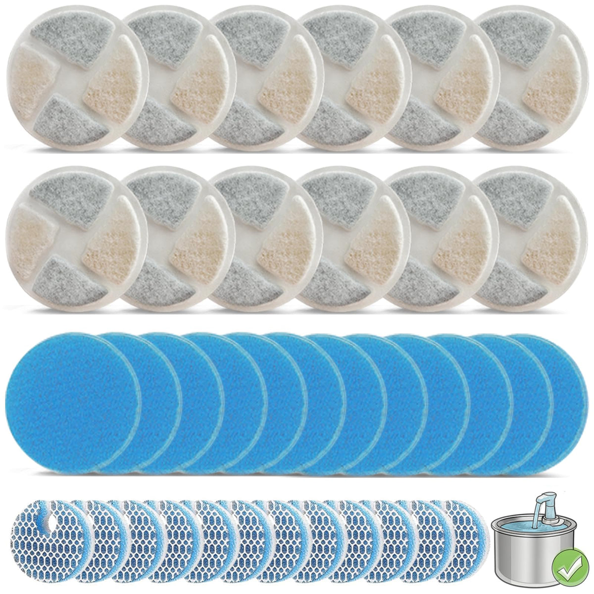 OUPUSES pack de 12 filtres circulaires, solution économique pour eau plus propre