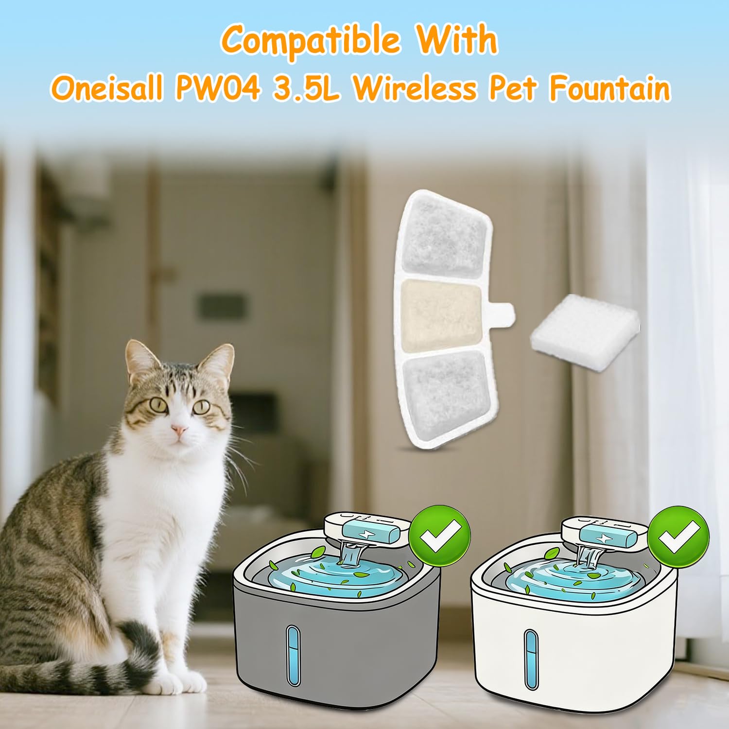 Fontaine en cuisine avec animaux buvant, filtre OUPUSES assurant eau plus agréable