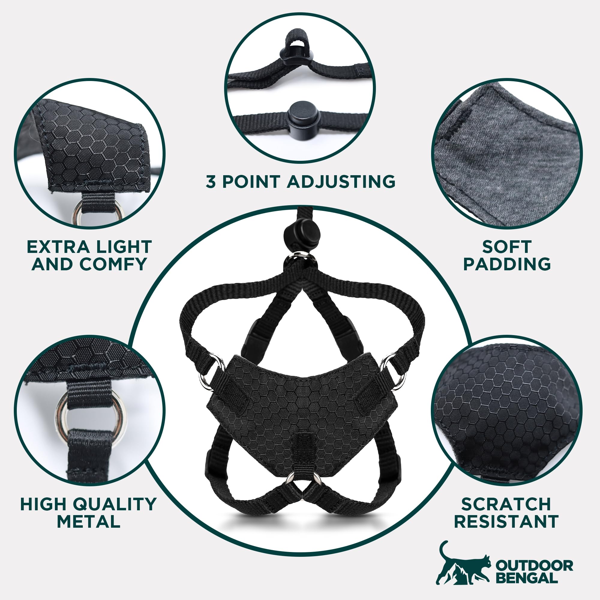 OutdoorBengal harnais taille S comparé avec règle pour guide de mesure