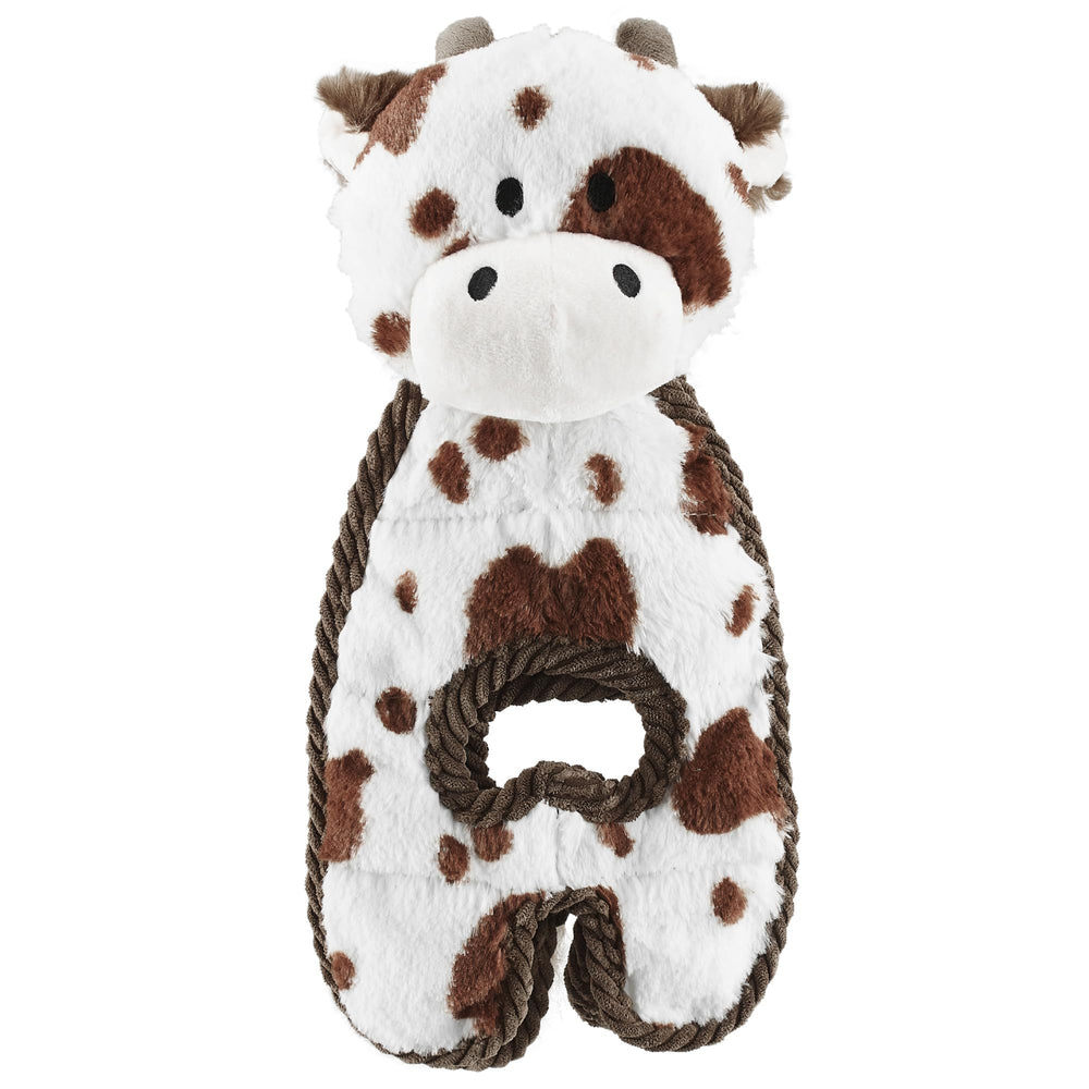 Outward Hound face avant du Cuddle Tugs Cow montrant expression et accroche