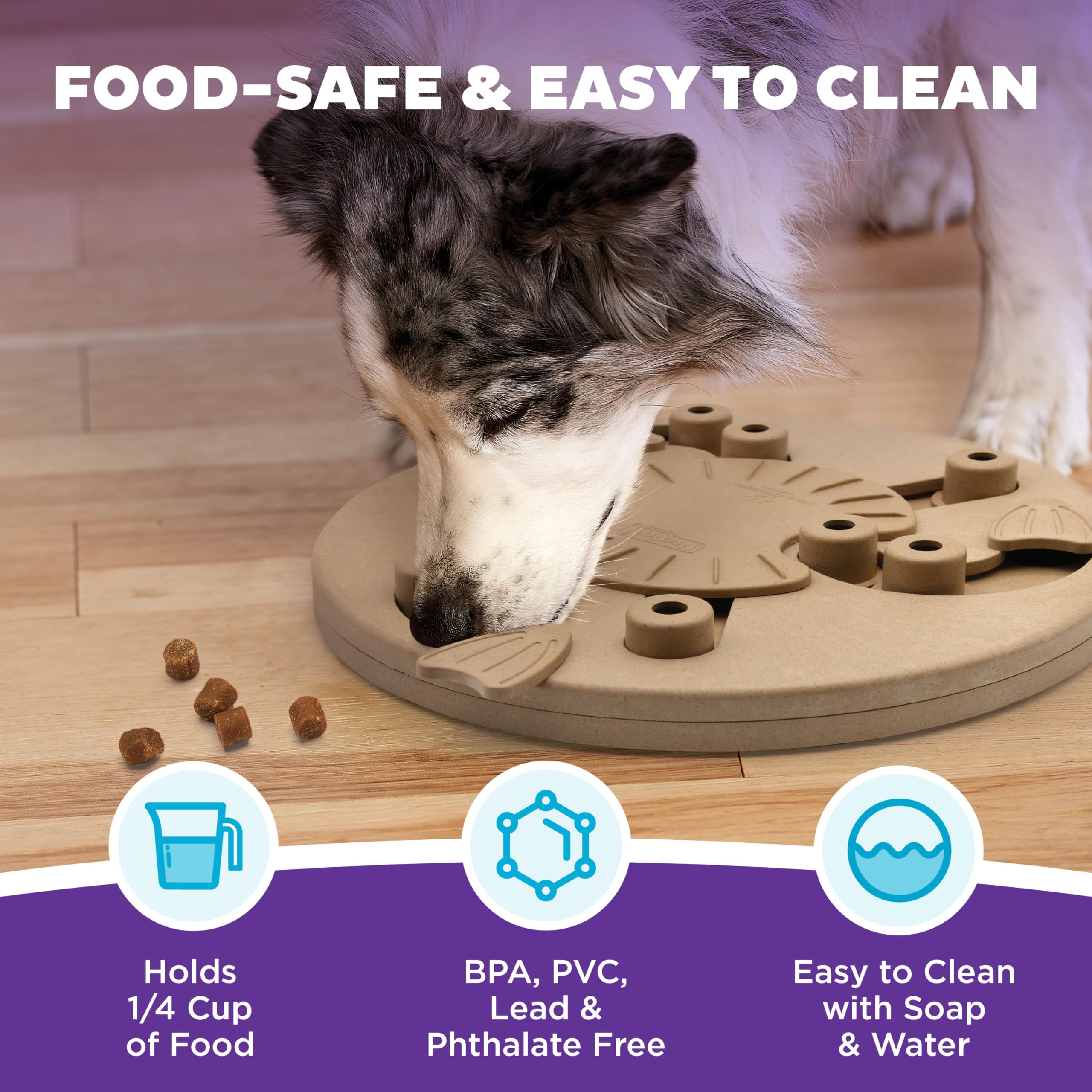 Outward Hound contenant environ 1/4 tasse de croquettes pour ralentir la prise alimentaire