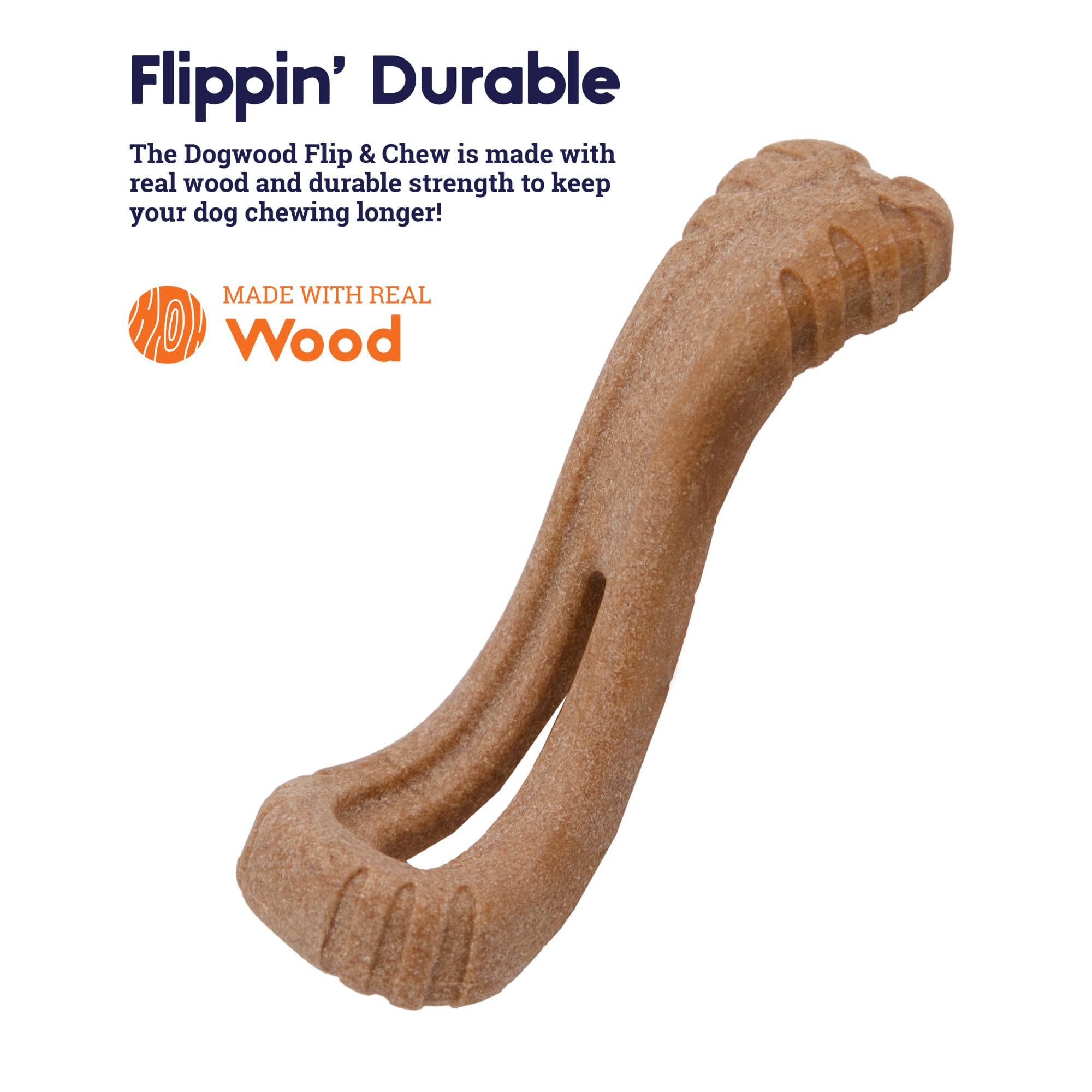 Outward Hound Petstages Dogwood gros plan texture imitant le bois, nettoie dents