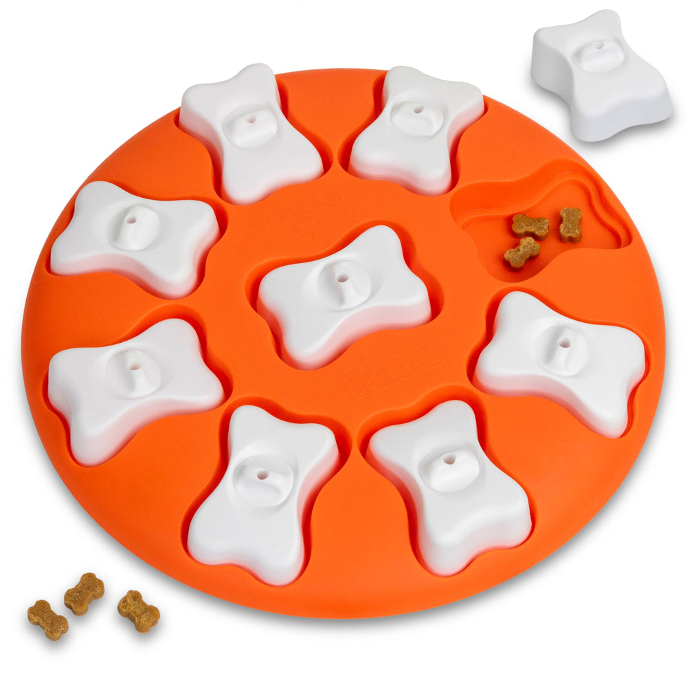 Outward Hound plateau face montrant neuf compartiments pour stimulation mentale