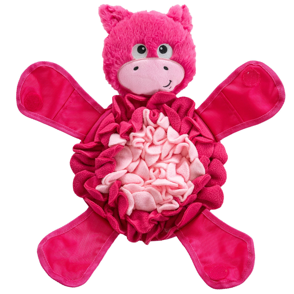 Outward Hound peluche cochon face avant montre zones de jeu et attrait visuel