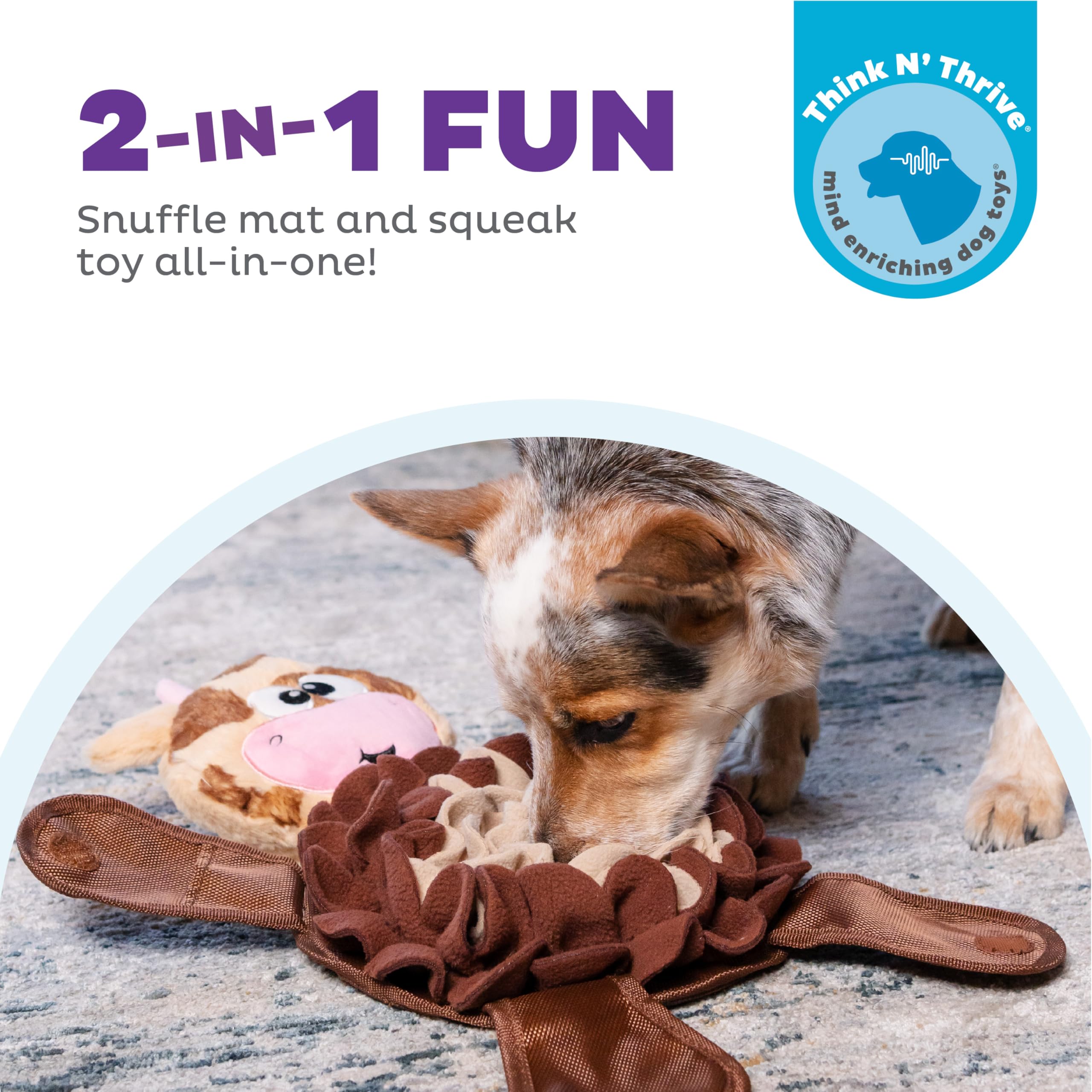 Outward Hound gros plan tissu Snuffle Palz montrant texture douce stimulante