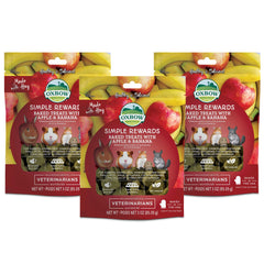Oxbow emballage face Apple & Banana montrant paquet pratique et ingrédients naturels