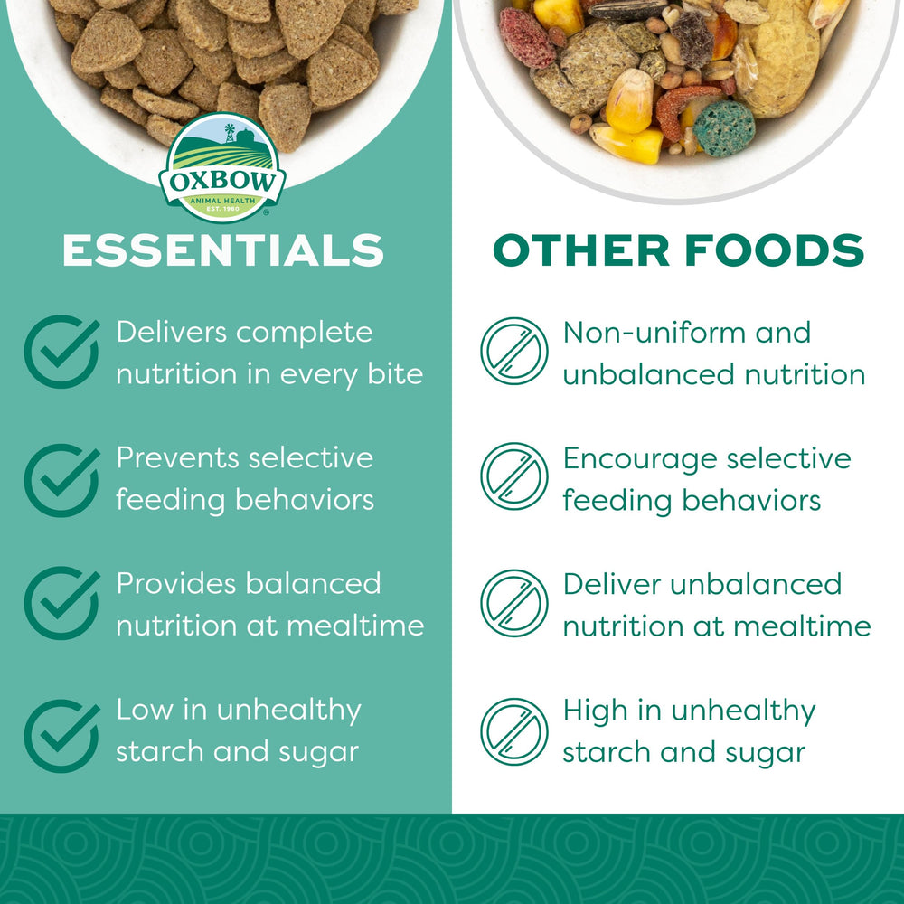 Oxbow étiquette ingrédients lisible avec avantages nutritionnels et contrôle qualité