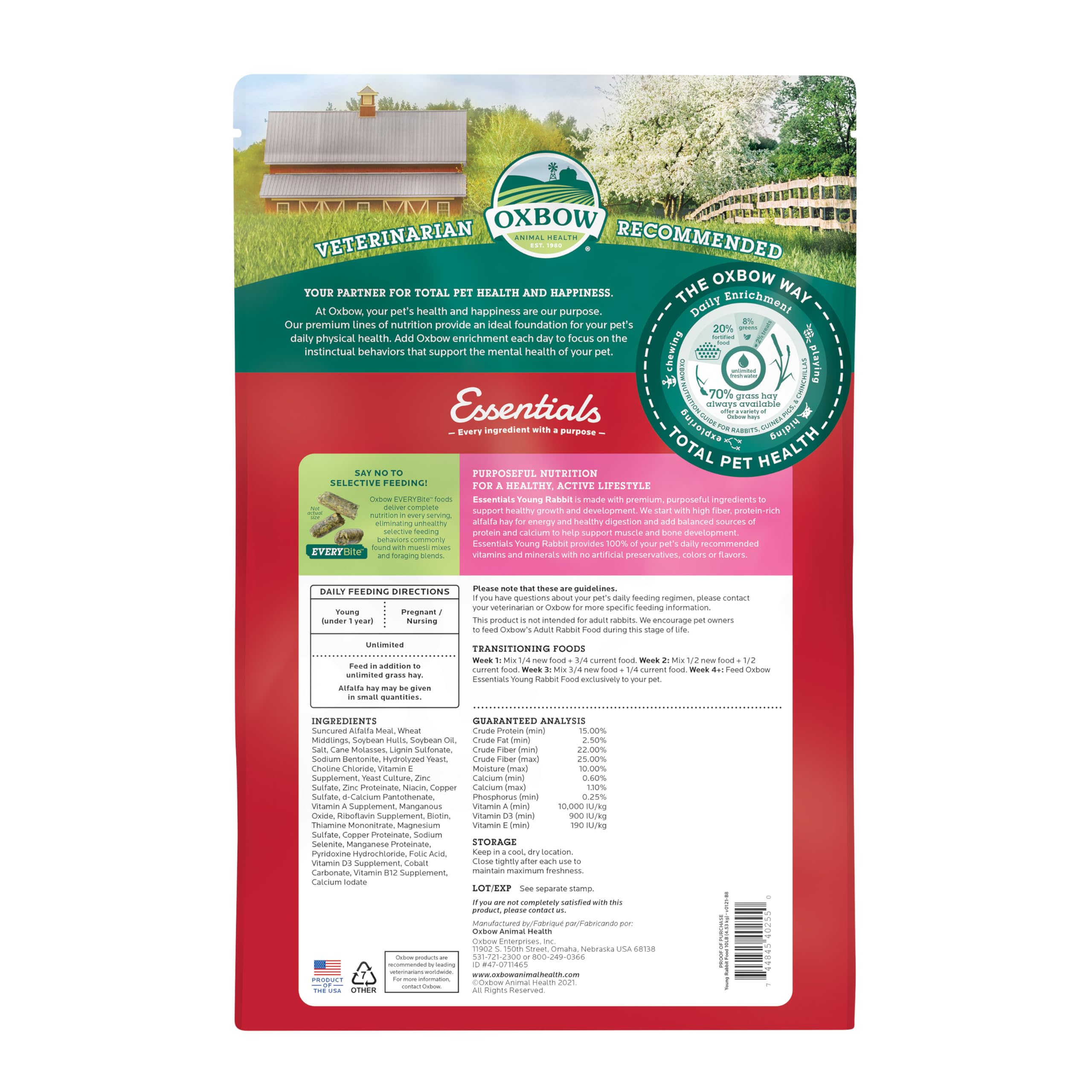 Oxbow gros plan granulés montrant texture uniforme et nutrition fiable