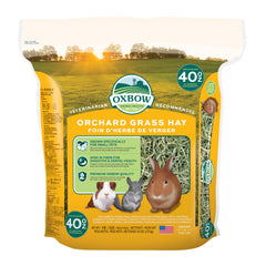 Oxbow paquet frontal du foin Orchard montrant le conditionnement et la qualité