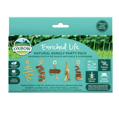 Oxbow pack face avant montrant les cinq jouets naturels pour enrichir l'habitat