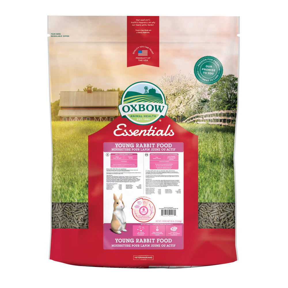 Oxbow sac 25 lb face visible montrant le conditionnement et facilité d’usage