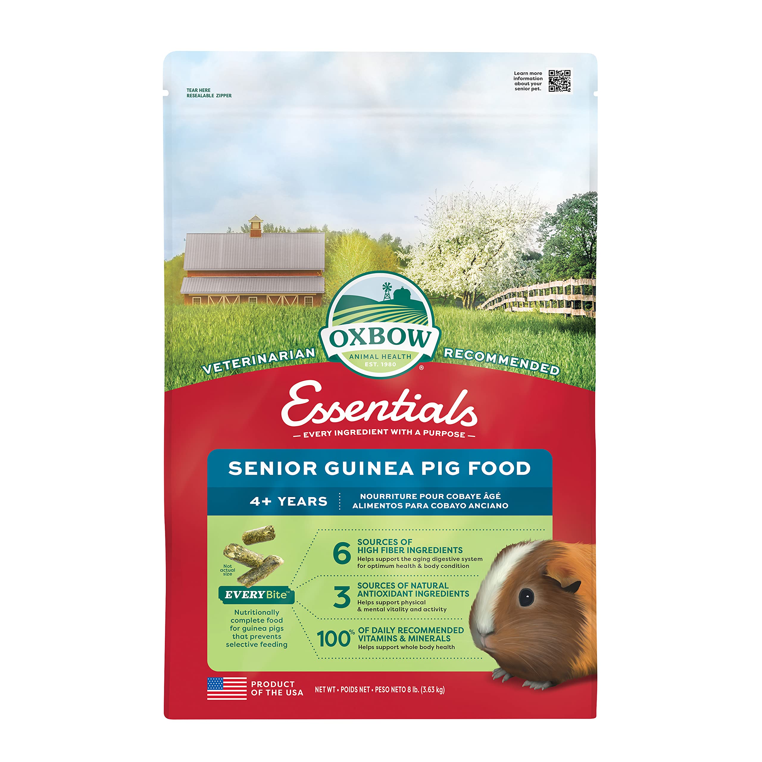 Oxbow emballage face montrant sac 8 lb et informations claires